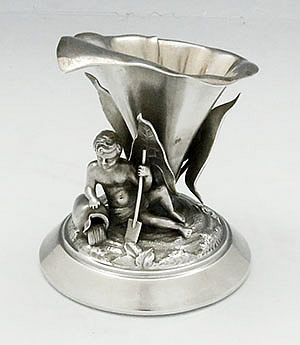 George Sharp antique sterling silver calla lily and cherub vase